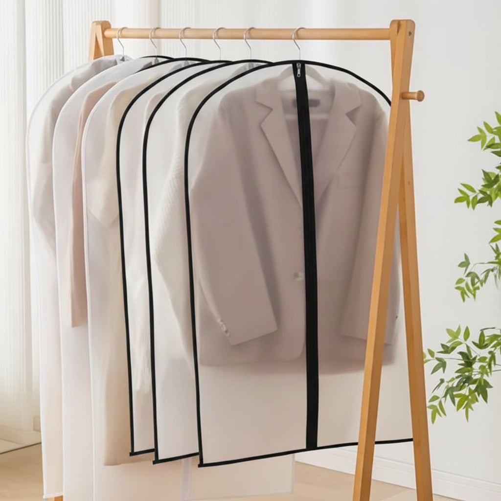 Zippered Transparent Garment Bags – Dustproof Hanging Clothes Covers