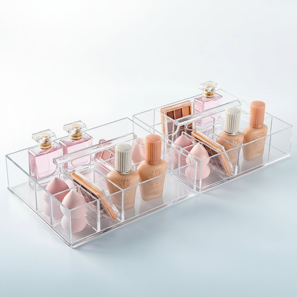 Cosmetic Organizer with Handle – Makeup & Beauty Storage Box