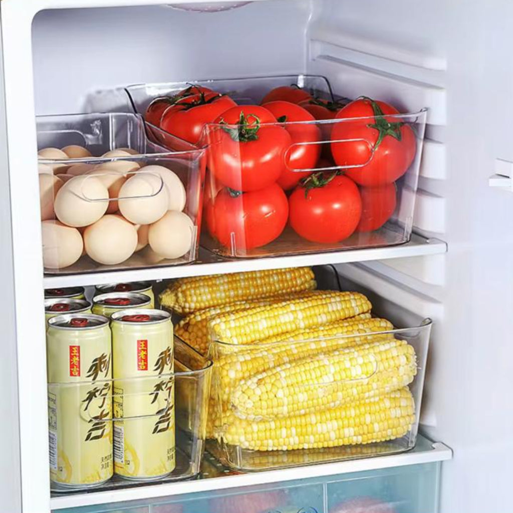 Clear Plastic Storage Bins with Handles for Kitchen Pantry and Fridge Organization(1PC)