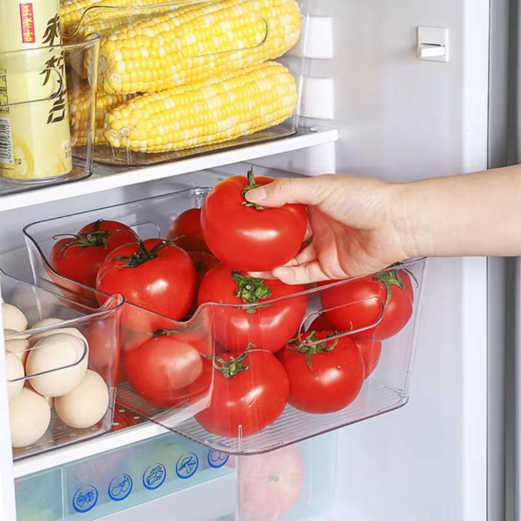 Clear Plastic Storage Bins with Handles for Kitchen Pantry and Fridge Organization(1PC)