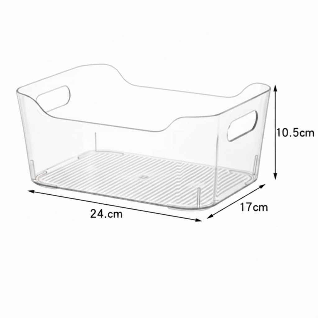 Clear Plastic Storage Bins with Handles for Kitchen Pantry and Fridge Organization(1PC)
