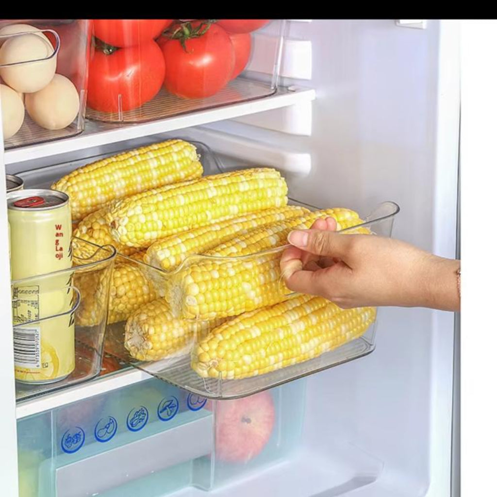 Clear Plastic Storage Bins with Handles for Kitchen Pantry and Fridge Organization(1PC)