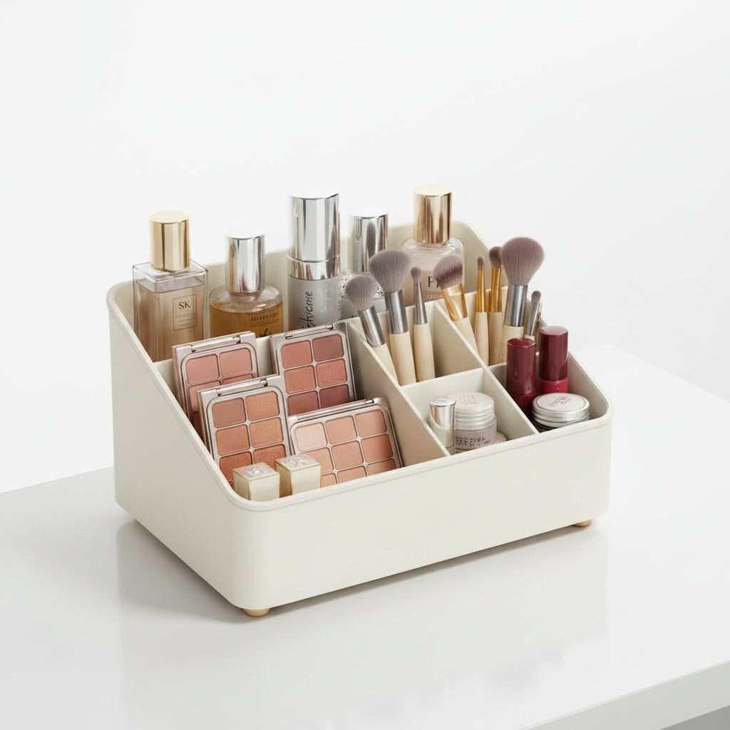 Multi-Compartment Desktop Makeup & Cosmetic Storage Organizer Box