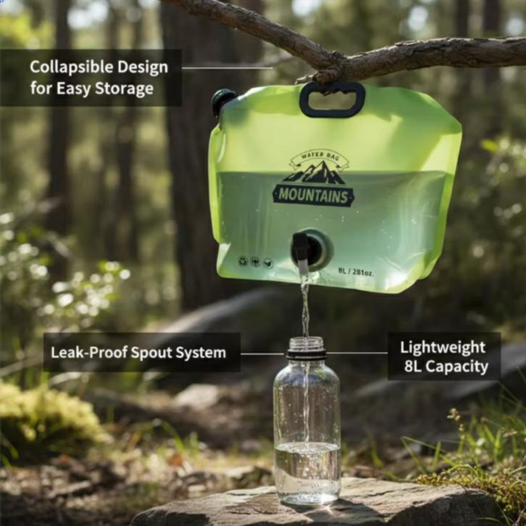 8L Foldable Water Bag with Spigot – Outdoor Camping & Travel Water Container