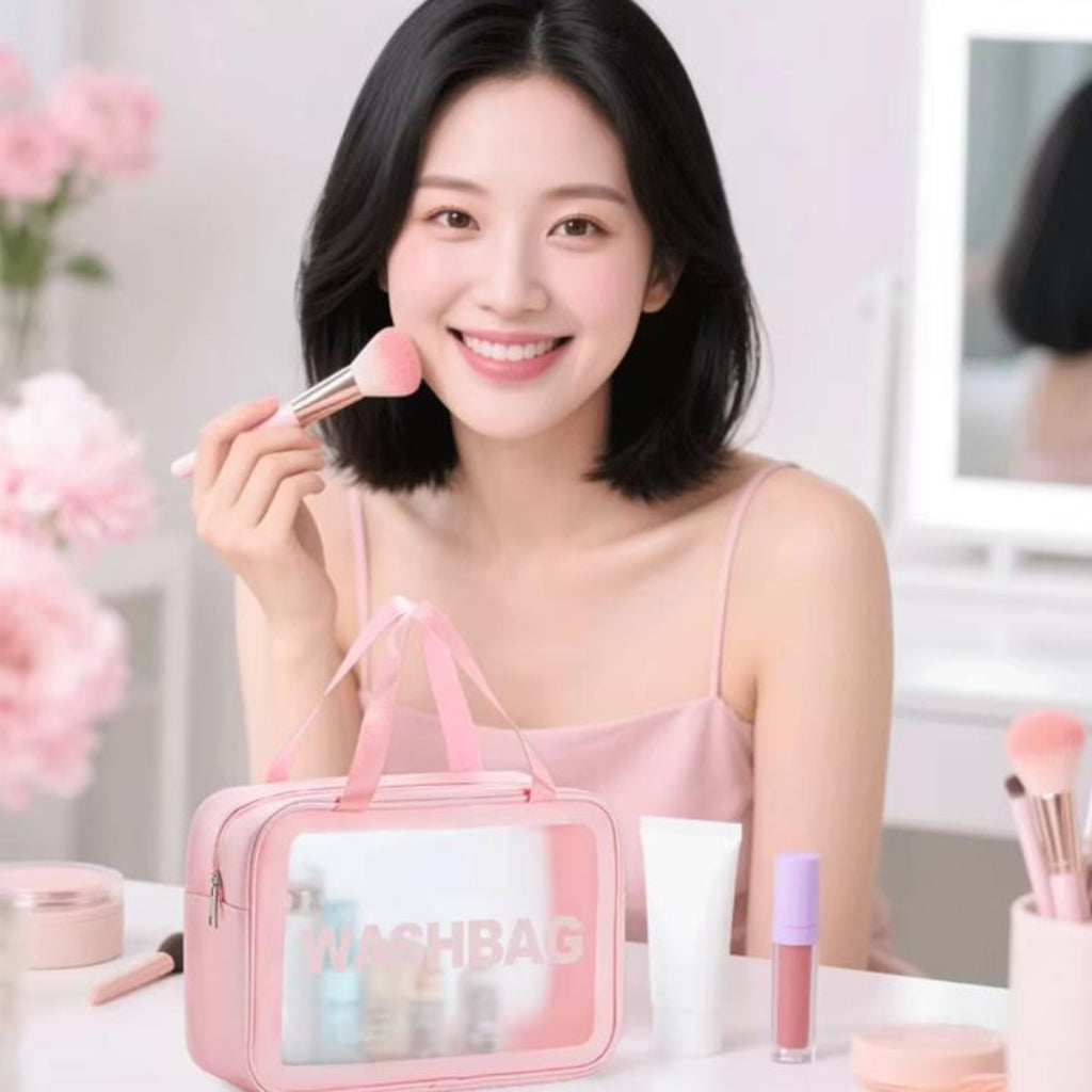 Portable Waterproof Transparent Wash Bag – Clear Cosmetic & Toiletry Organizer