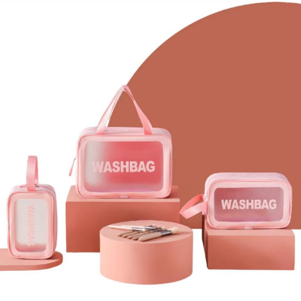 Portable Waterproof Transparent Wash Bag – Clear Cosmetic & Toiletry Organizer