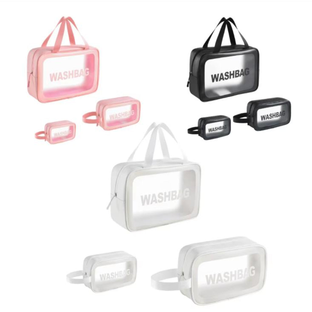 Portable Waterproof Transparent Wash Bag – Clear Cosmetic & Toiletry Organizer