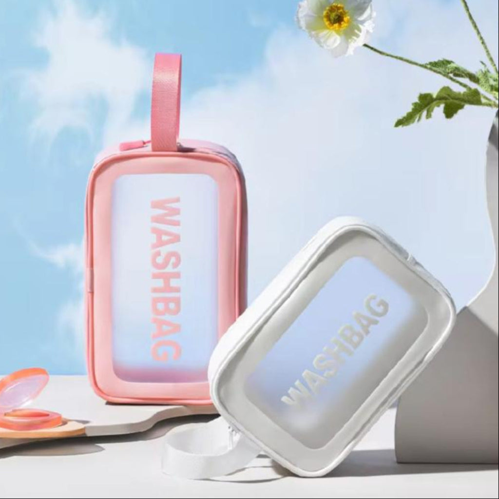 Portable Waterproof Transparent Wash Bag – Clear Cosmetic & Toiletry Organizer