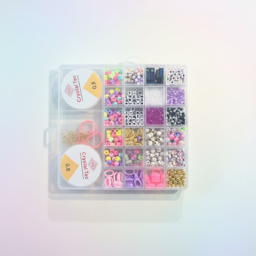 DIY Friendship Bracelet Making Kit – Crystal Elastic Cord & Mixed Beads