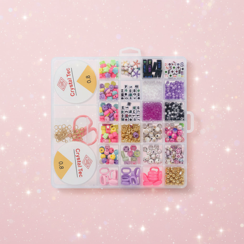 DIY Friendship Bracelet Making Kit – Crystal Elastic Cord & Mixed Beads