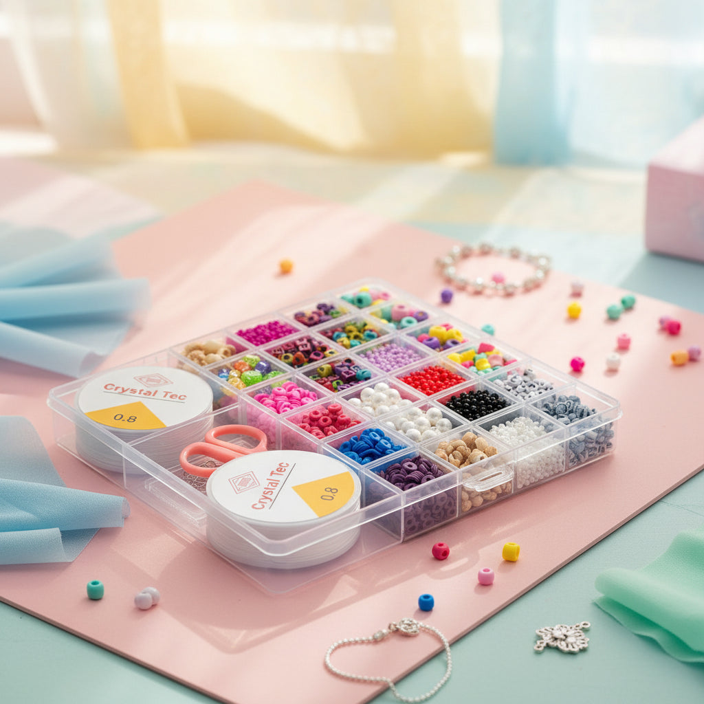 DIY Friendship Bracelet Making Kit – Beads, Crystal Cord & Scissors