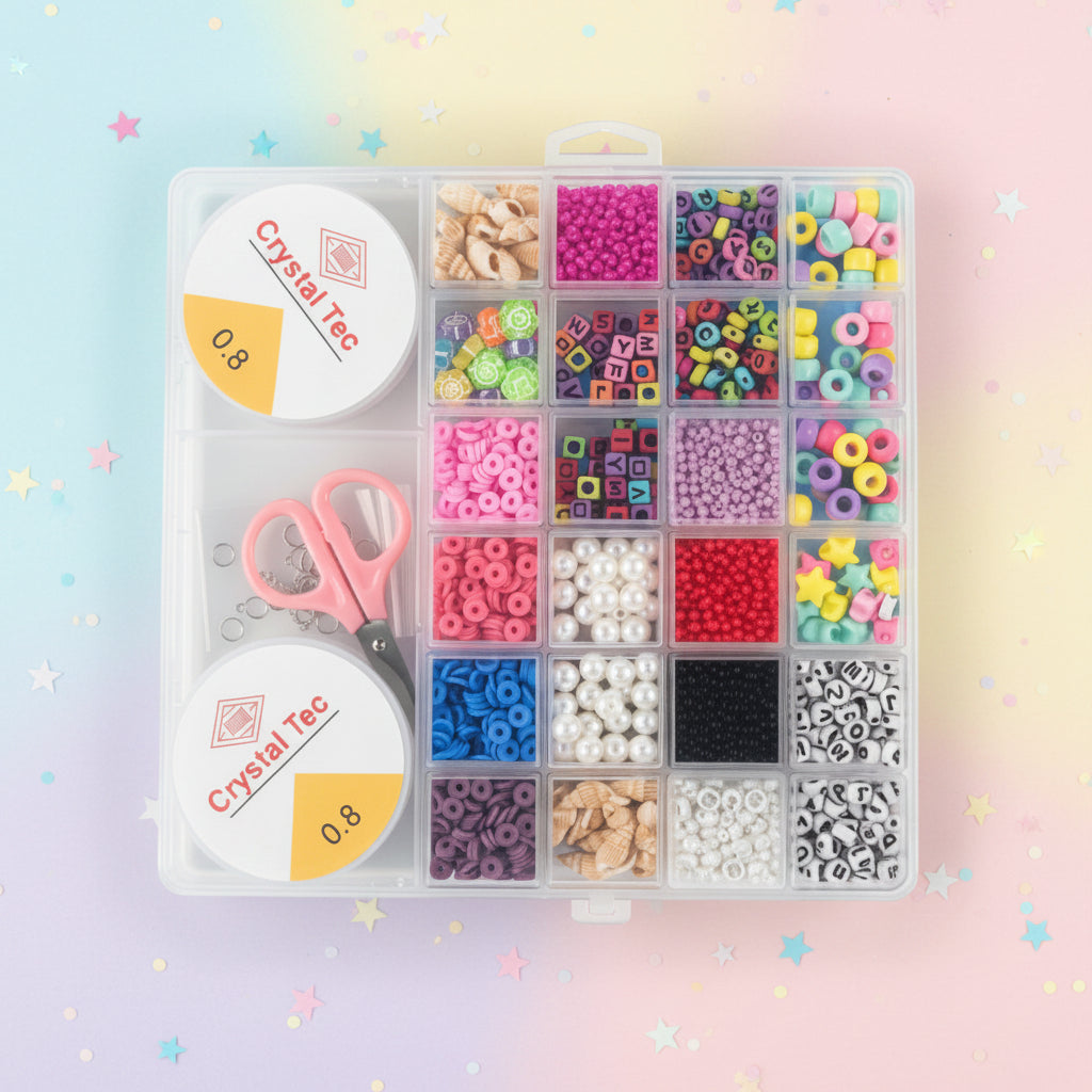DIY Friendship Bracelet Making Kit – Beads, Crystal Cord & Scissors