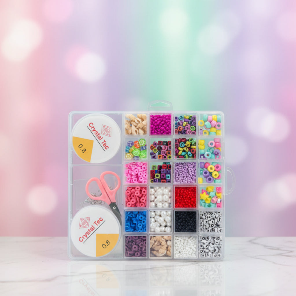 DIY Friendship Bracelet Making Kit – Beads, Crystal Cord & Scissors