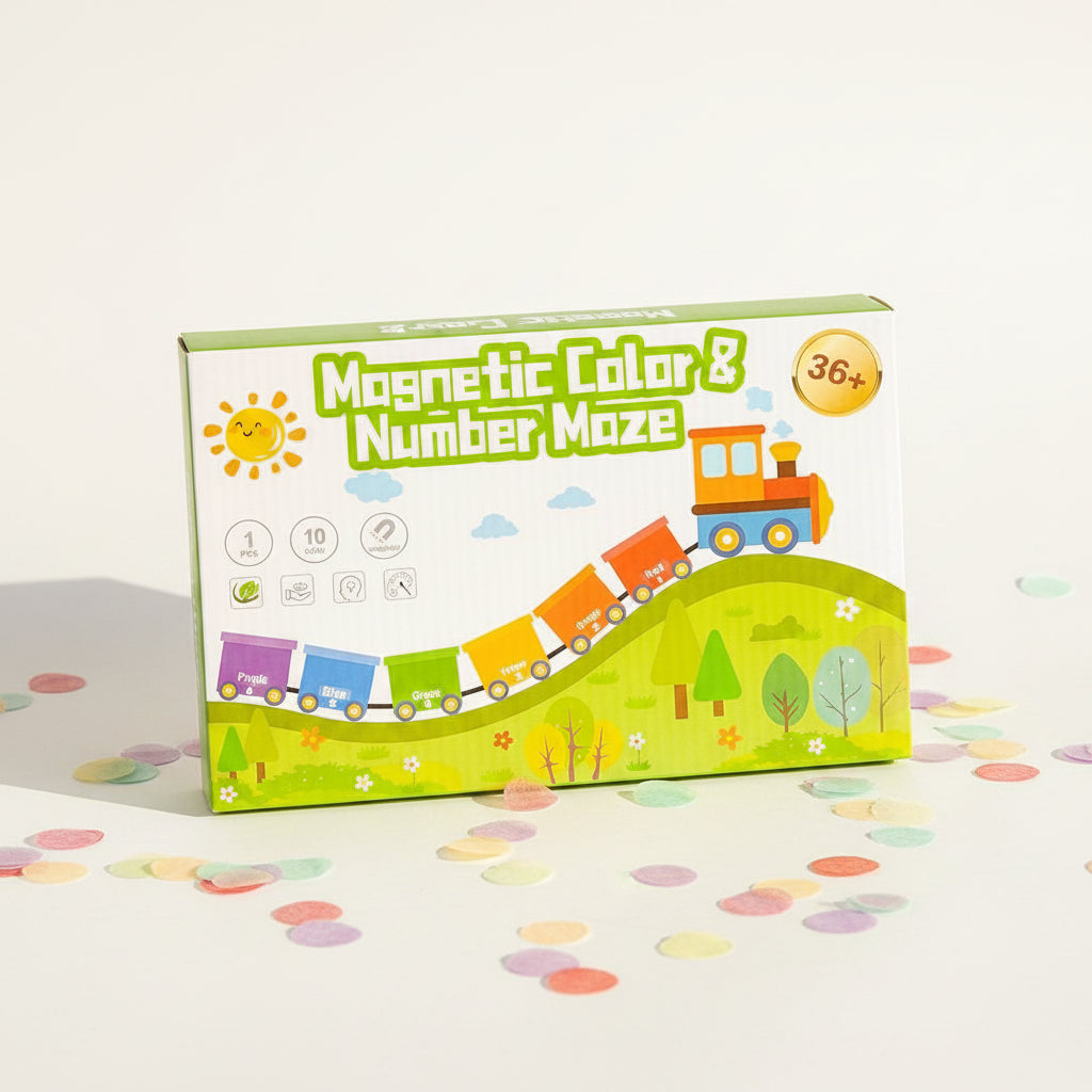 Wooden Magnetic Color & Number Train Maze – Montessori Learning Toy