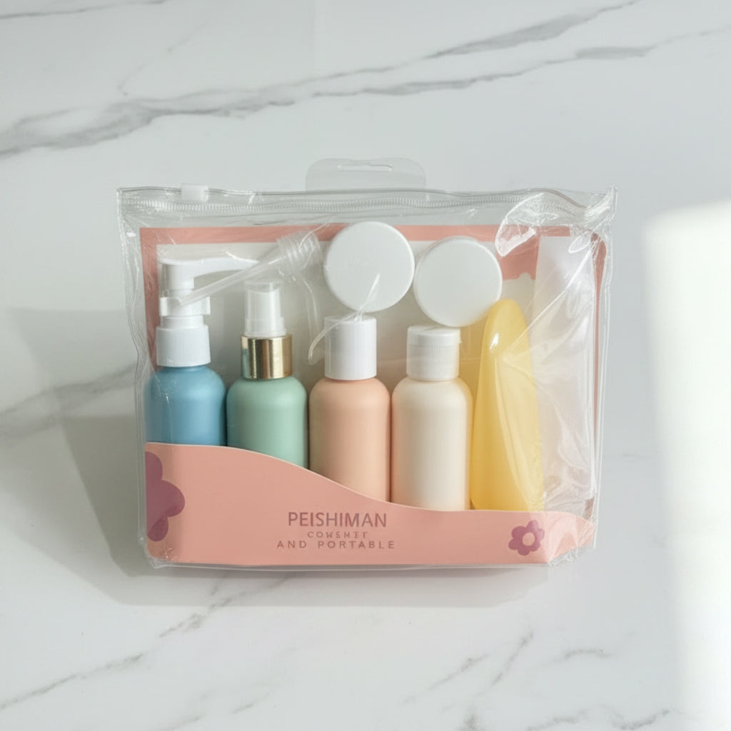 Portable Travel Bottle Set – Leak-Proof Refillable Toiletry Containers with Funnels & Jars