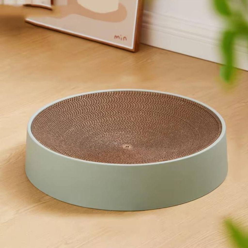 Round Corrugated Cat Scratching Bowl – Multifunctional Pet Lounge & Scratcher Bed