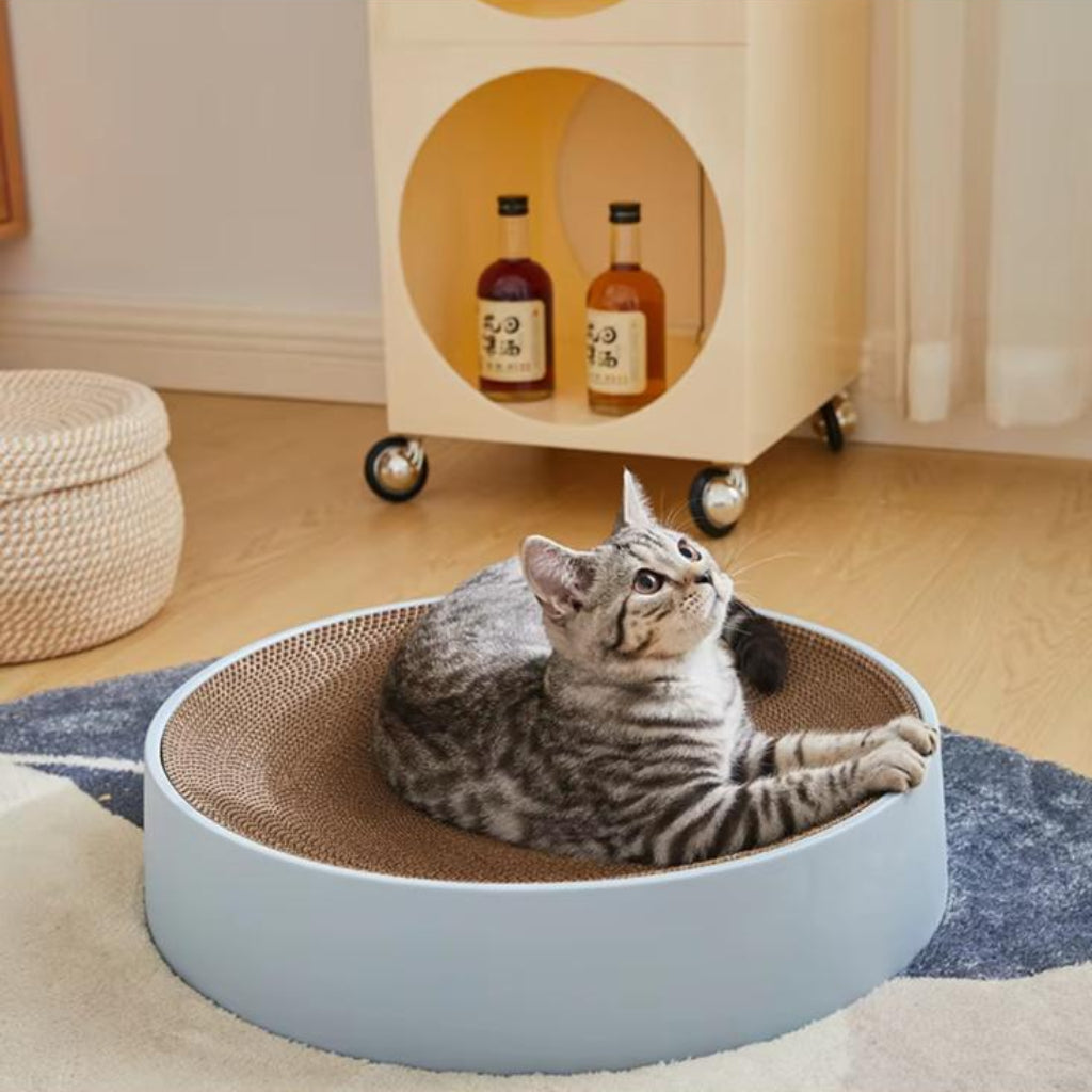 Round Corrugated Cat Scratching Bowl – Multifunctional Pet Lounge & Scratcher Bed