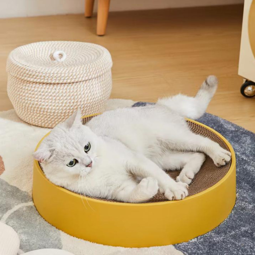 Round Corrugated Cat Scratching Bowl – Multifunctional Pet Lounge & Scratcher Bed