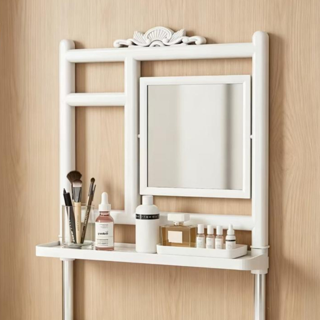 Multi-Layer Bathroom Storage Rack with Mirror – Space-Saving Organizer