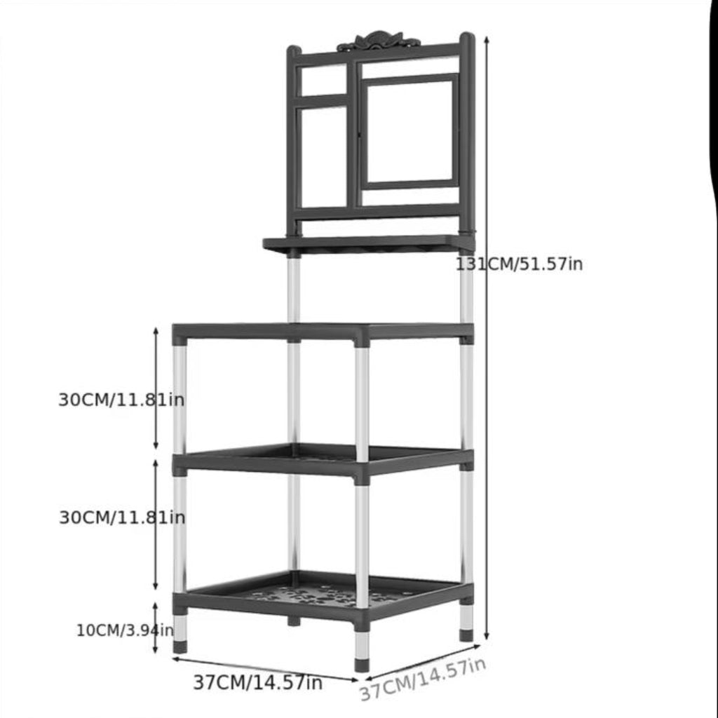 Multi-Layer Bathroom Storage Rack with Mirror – Space-Saving Organizer