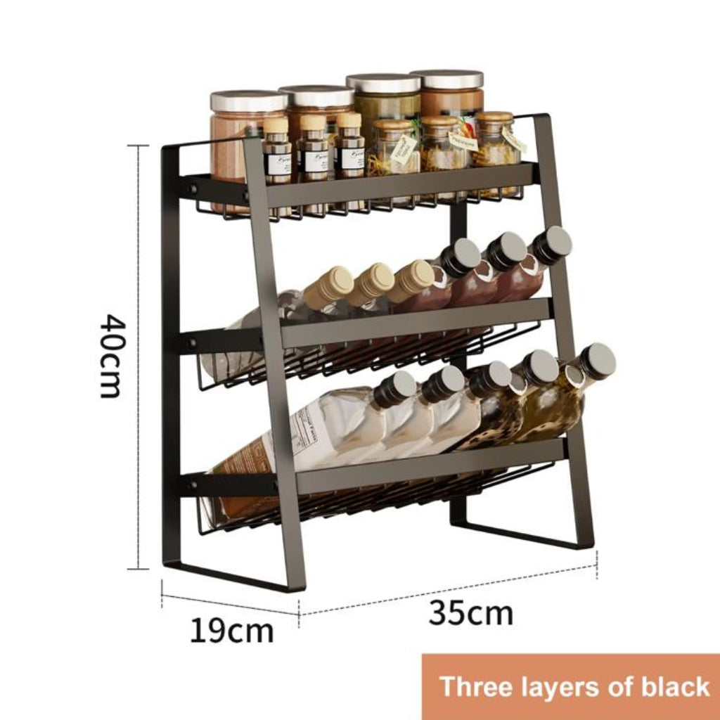 3-Tier Kitchen Spice Rack & Bottle Organizer – Multi-Level Storage Shelf