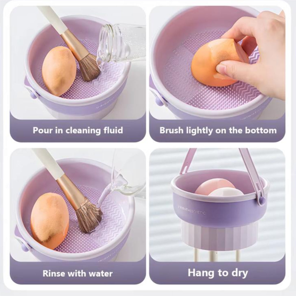 Collapsible Makeup Brush Cleaner & Drying Rack Holder