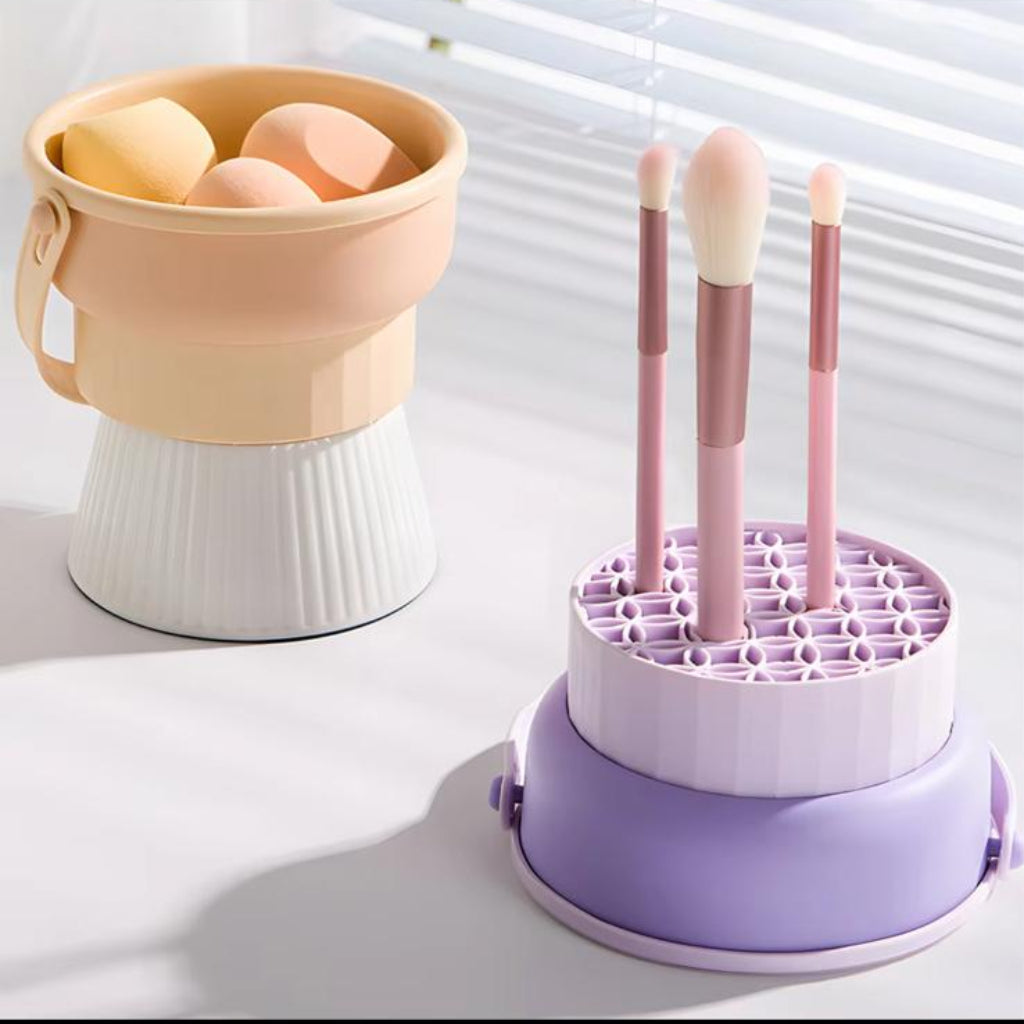 Collapsible Makeup Brush Cleaner & Drying Rack Holder