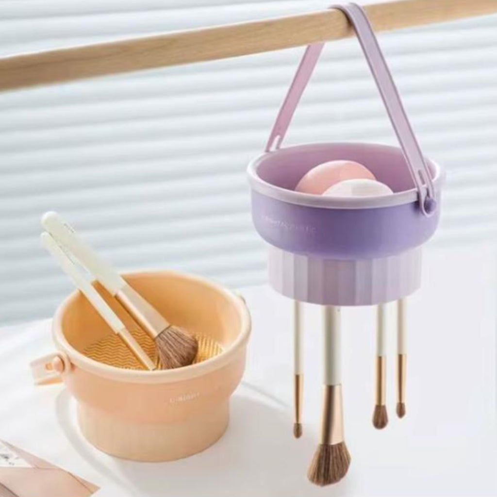 Collapsible Makeup Brush Cleaner & Drying Rack Holder