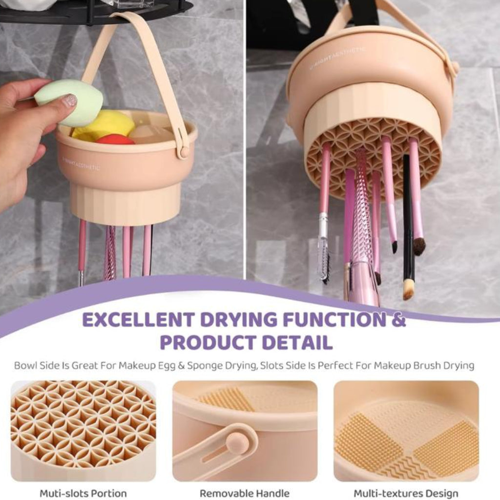 Collapsible Makeup Brush Cleaner & Drying Rack Holder