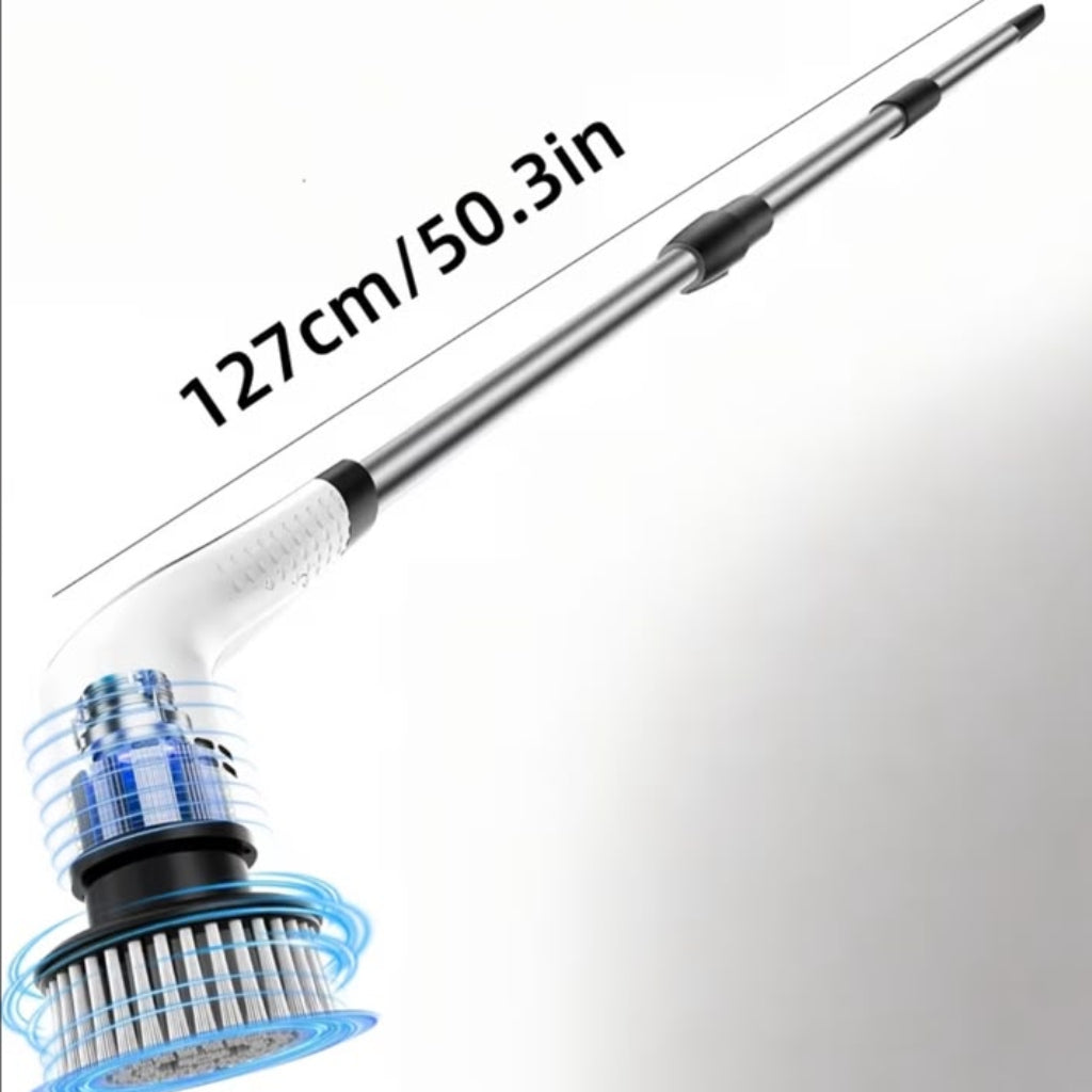 Cordless Electric Spin Scrubber – Long Extension Rod with Multiple Replaceable Brush Heads