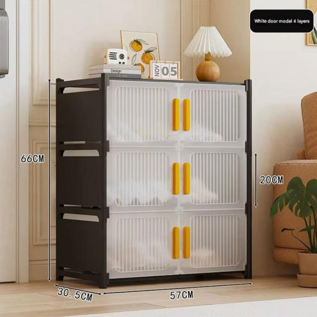 3-Layer Modern Modular Storage Cabinet with Fluted Doors