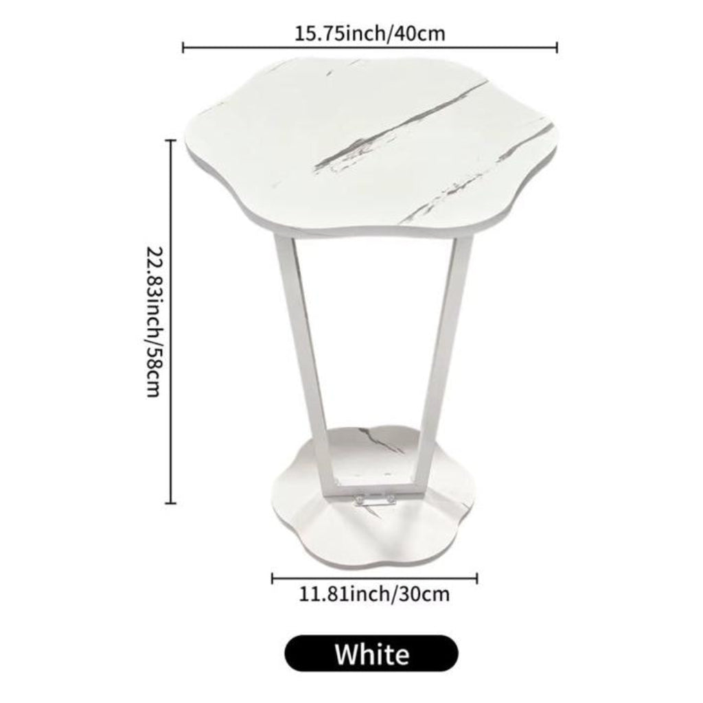 Flower Pattern White Mini Side Table