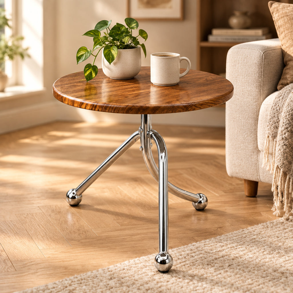 Wooden & Steel Mini Side Table