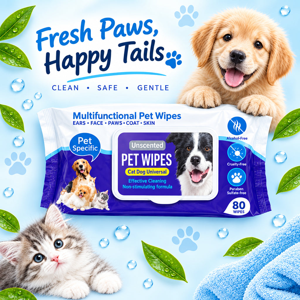 Multifunctional Pet Wipes – Universal Cleaning Wipes for Cats & Dogs