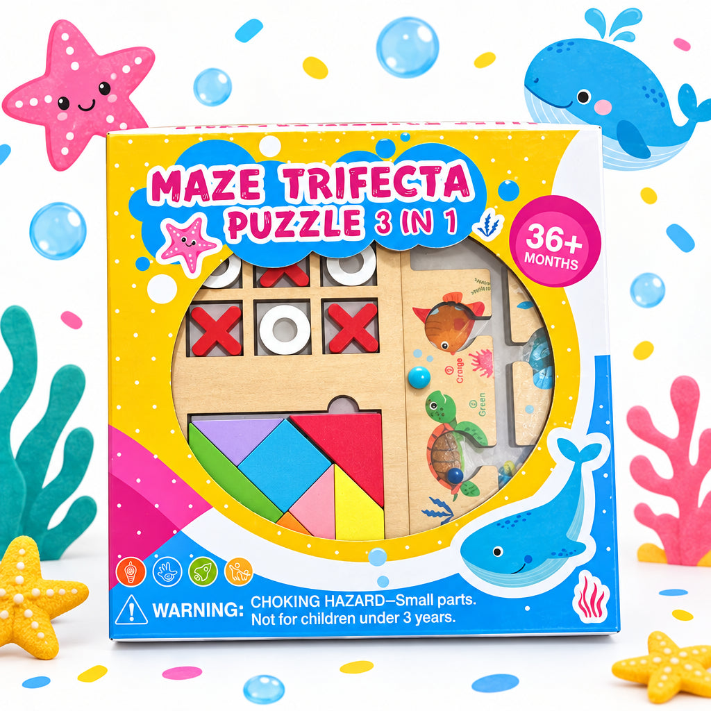Maze Trifecta Puzzle – 3-in-1 Brain Teaser Puzzle Toy