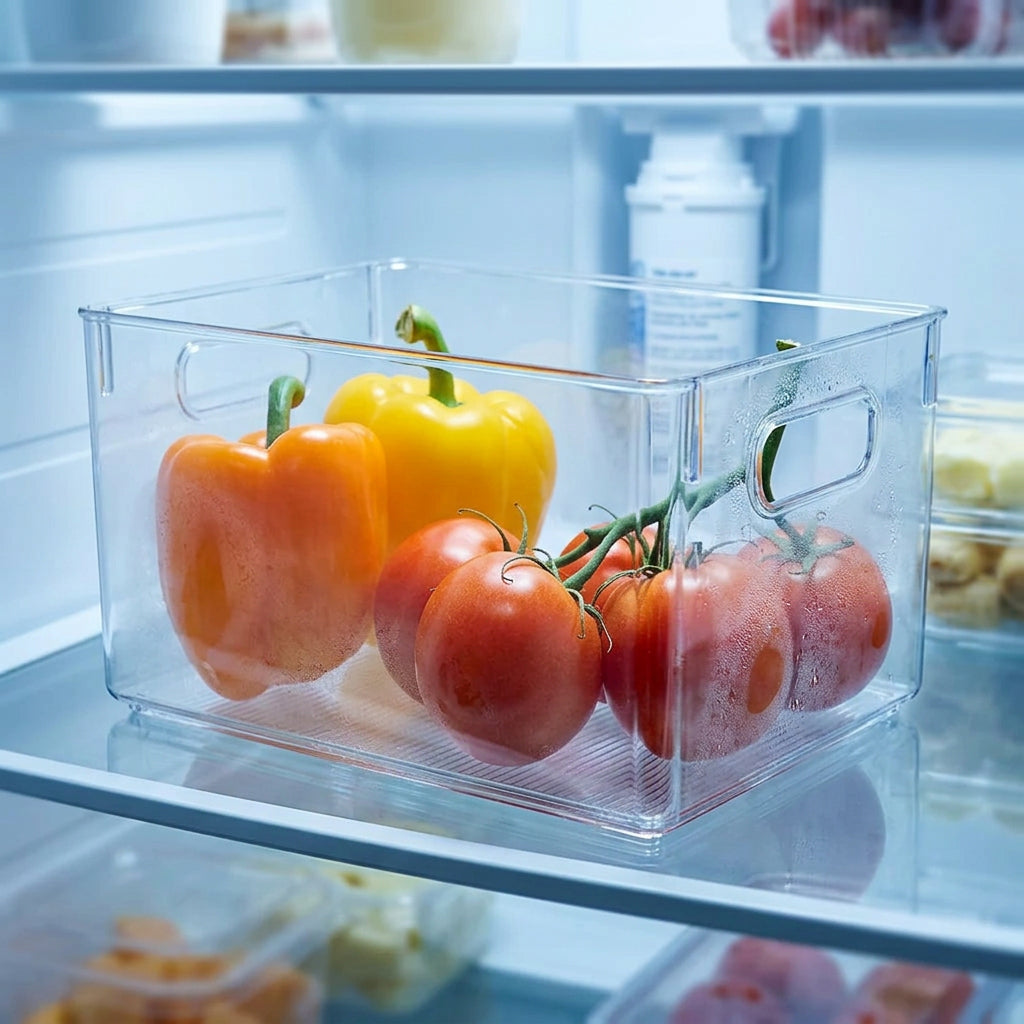 Large-Capacity Retractable Plastic Storage Basket – Stackable Organizer for Kitchen