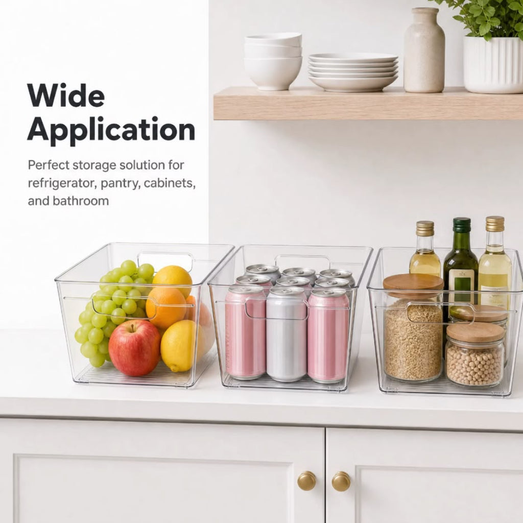 Large-Capacity Retractable Plastic Storage Basket – Stackable Organizer for Kitchen