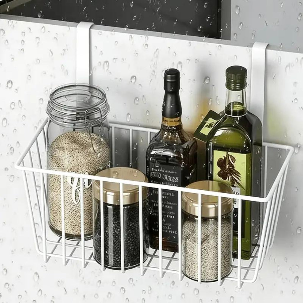 Over-Cabinet Door Storage Basket – Metal Kitchen Organizer Rack