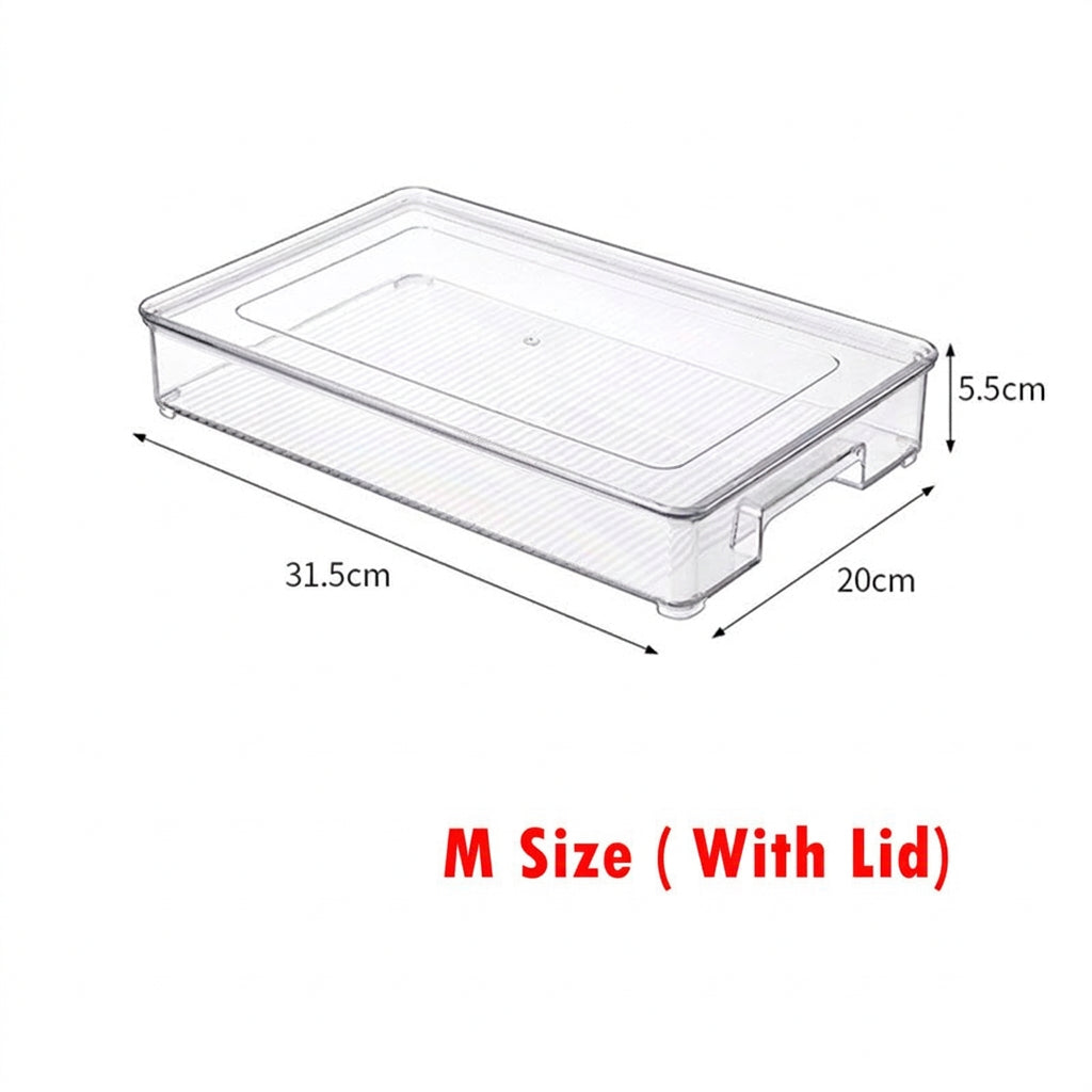 Multifunctional Clear Acrylic Storage Box with Lid – Stackable Kitchen Organizer
