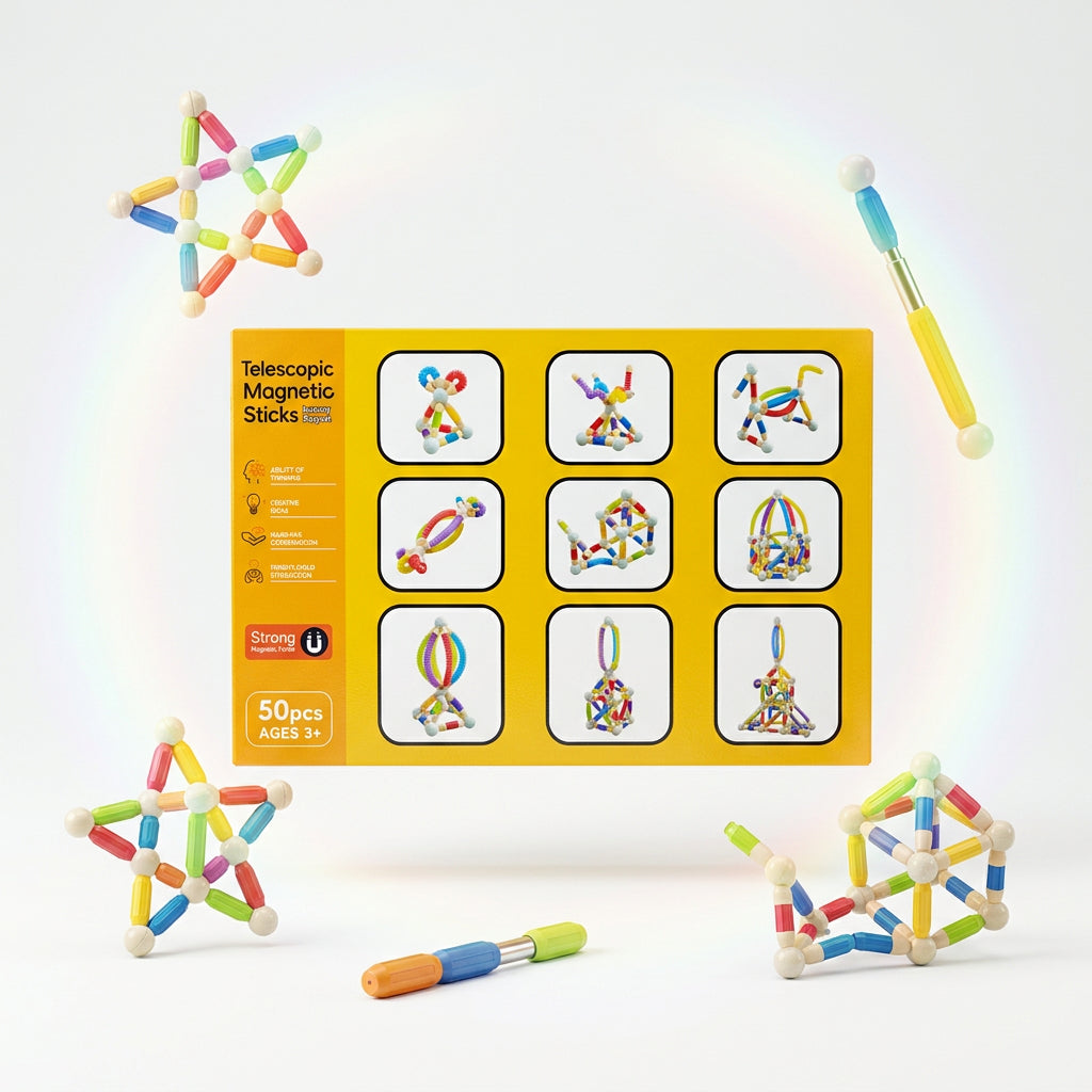 50-Piece Telescopic Magnetic Sticks Luxury Building Set – Educational DIY Construction Toy for Kids Ages 3+