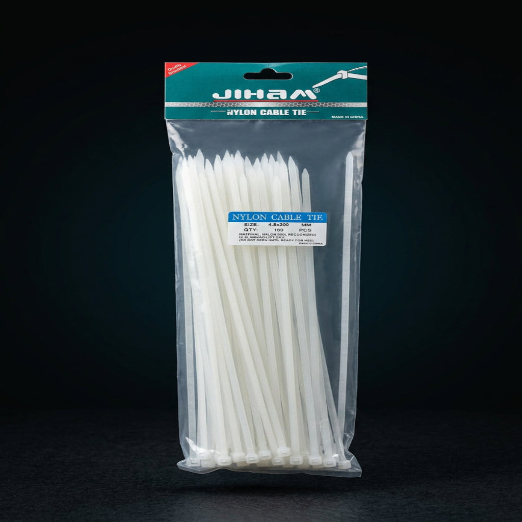 100-Piece Nylon Cable Ties – 4.8 × 300 mm Heavy-Duty Zip Ties