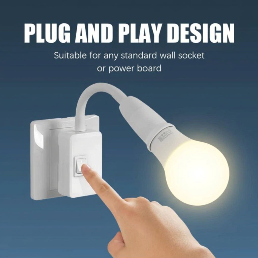 3-Pin Plug Flexible Gooseneck E27 Bulb Socket Adapter with On/Off Switch