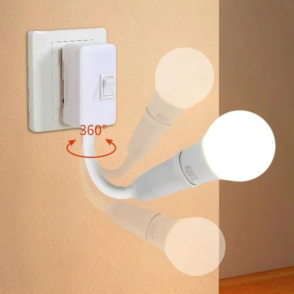 3-Pin Plug Flexible Gooseneck E27 Bulb Socket Adapter with On/Off Switch