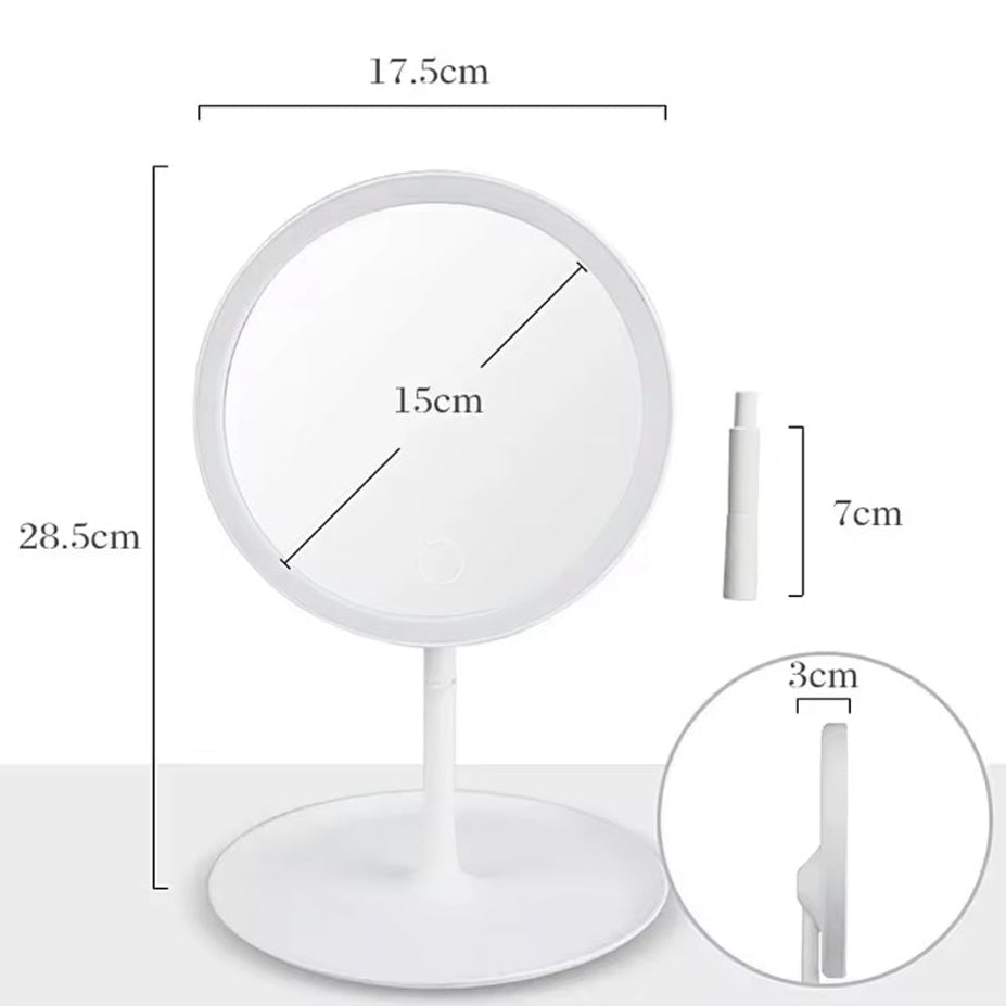 LED Lighted Makeup Mirror Desktop Vanity Mirror with Smart Touch Dimmer & Storage Base