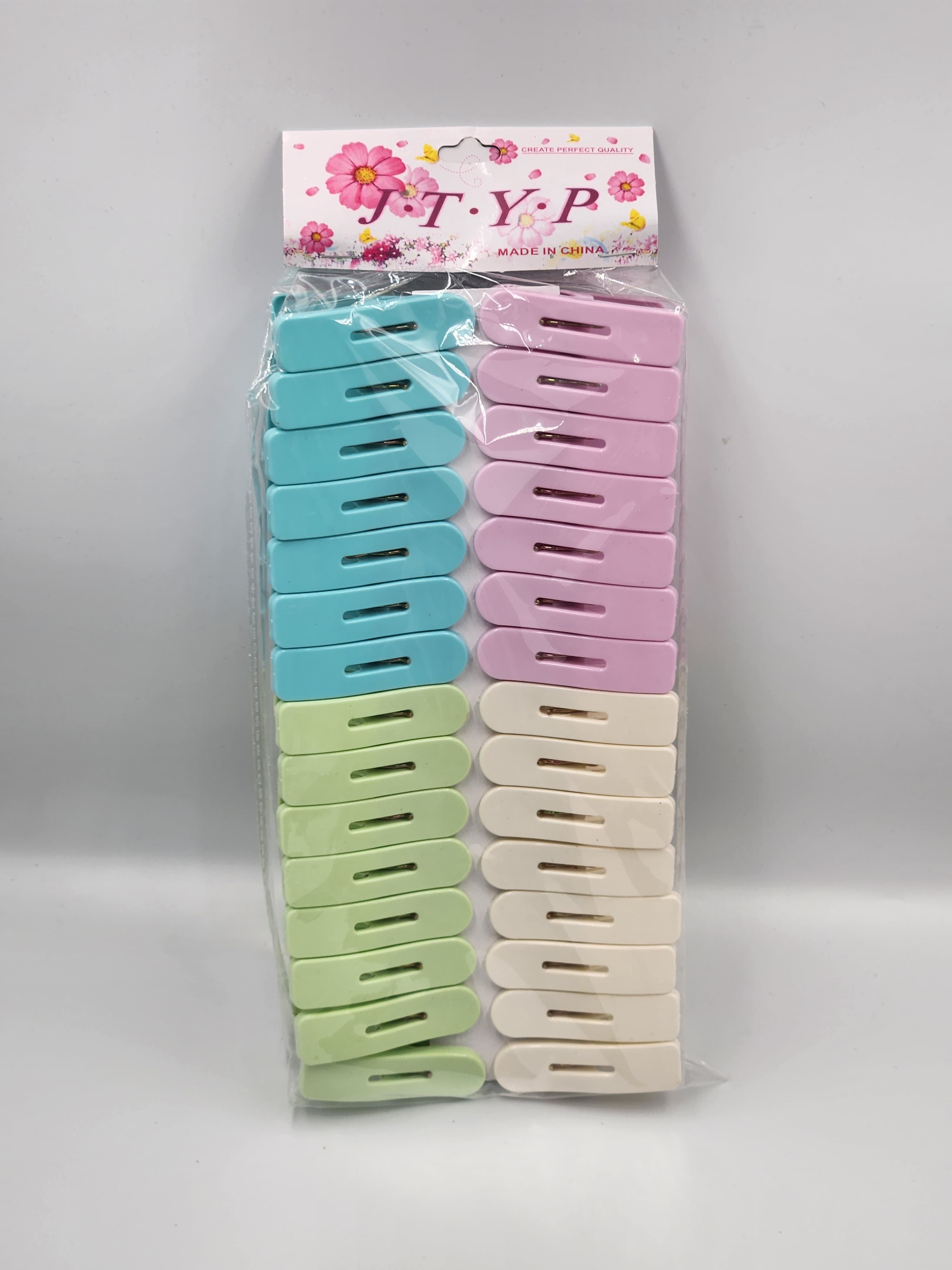 30 قطعة من مشابك الملابس الملونة - مشابك بلاستيكية متينة مع قبضة آمنة