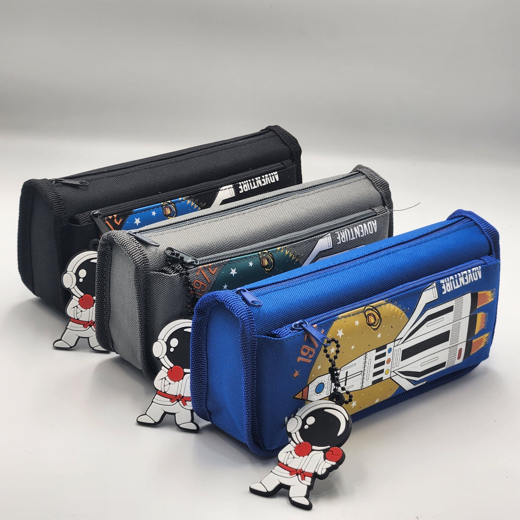 Large Capacity Astronaut Rocket Earth Space-Themed Pencil Case - Durable Fabric Pen & Marker Organizer with Multiple Compartments,Background & Colorful Astronaut Design for School,Stationery box,pen and pencil pouch