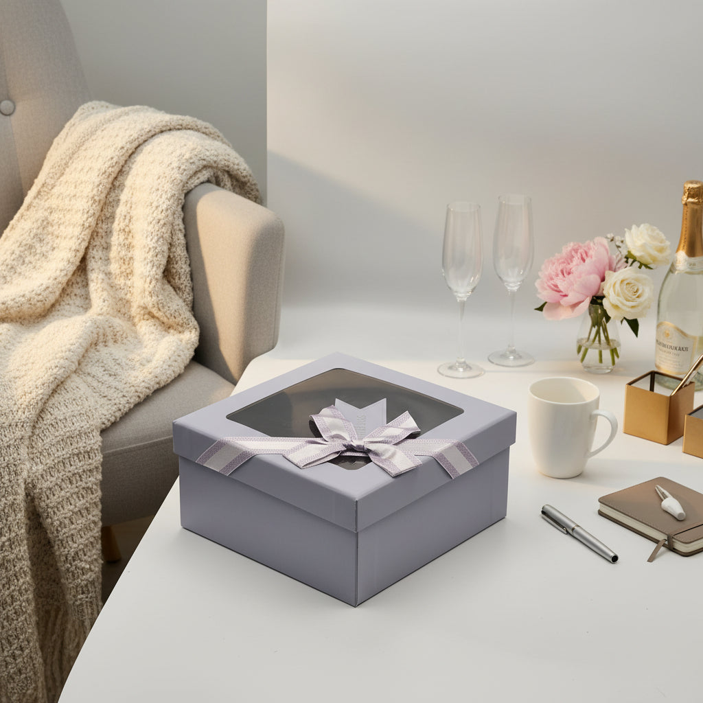 علبة هدايا مجوهرات أنيقة مع شريط - تغليف ورقي فاخر لعيد الميلاد والهدايا الخاصة