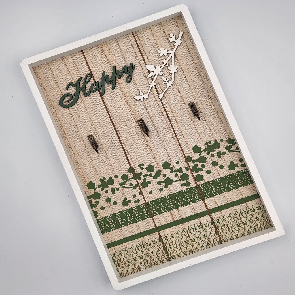 حامل مفاتيح خشبي مع 3 خطافات – منظم عتيق مثبت على الحائط