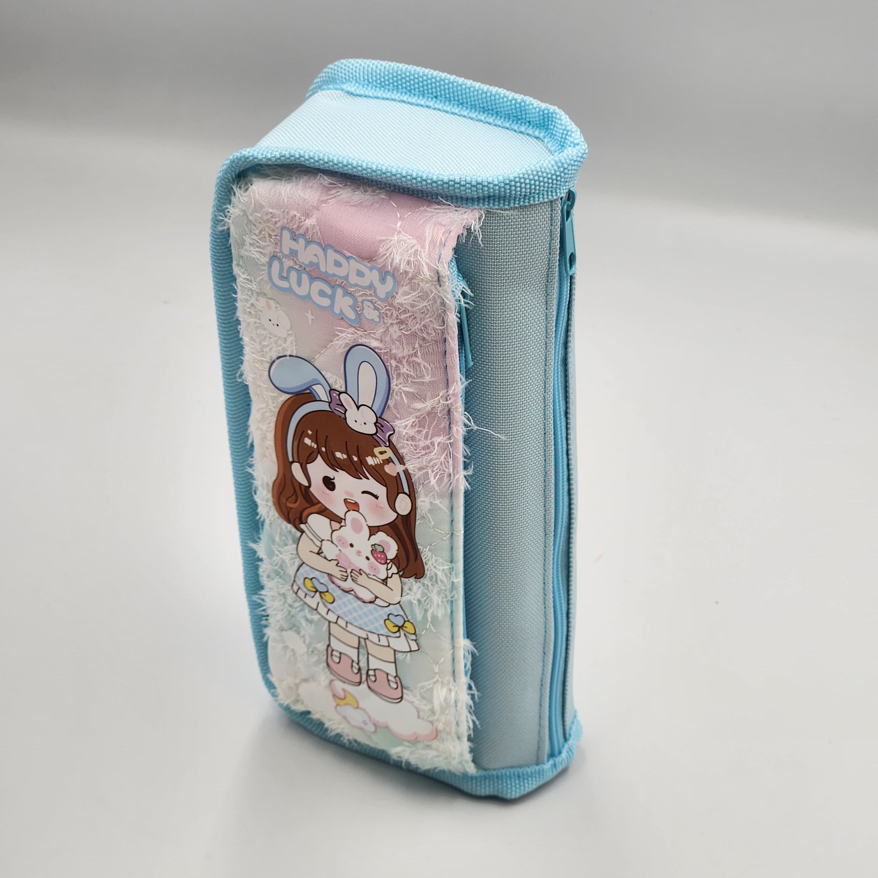Large Capacity Cartoon Girls Pencil Box- Stationery Organizer with Cute Character Designs, Pink & Purple,blue Options for School, Office Supplies, Cute Pencil pouch,