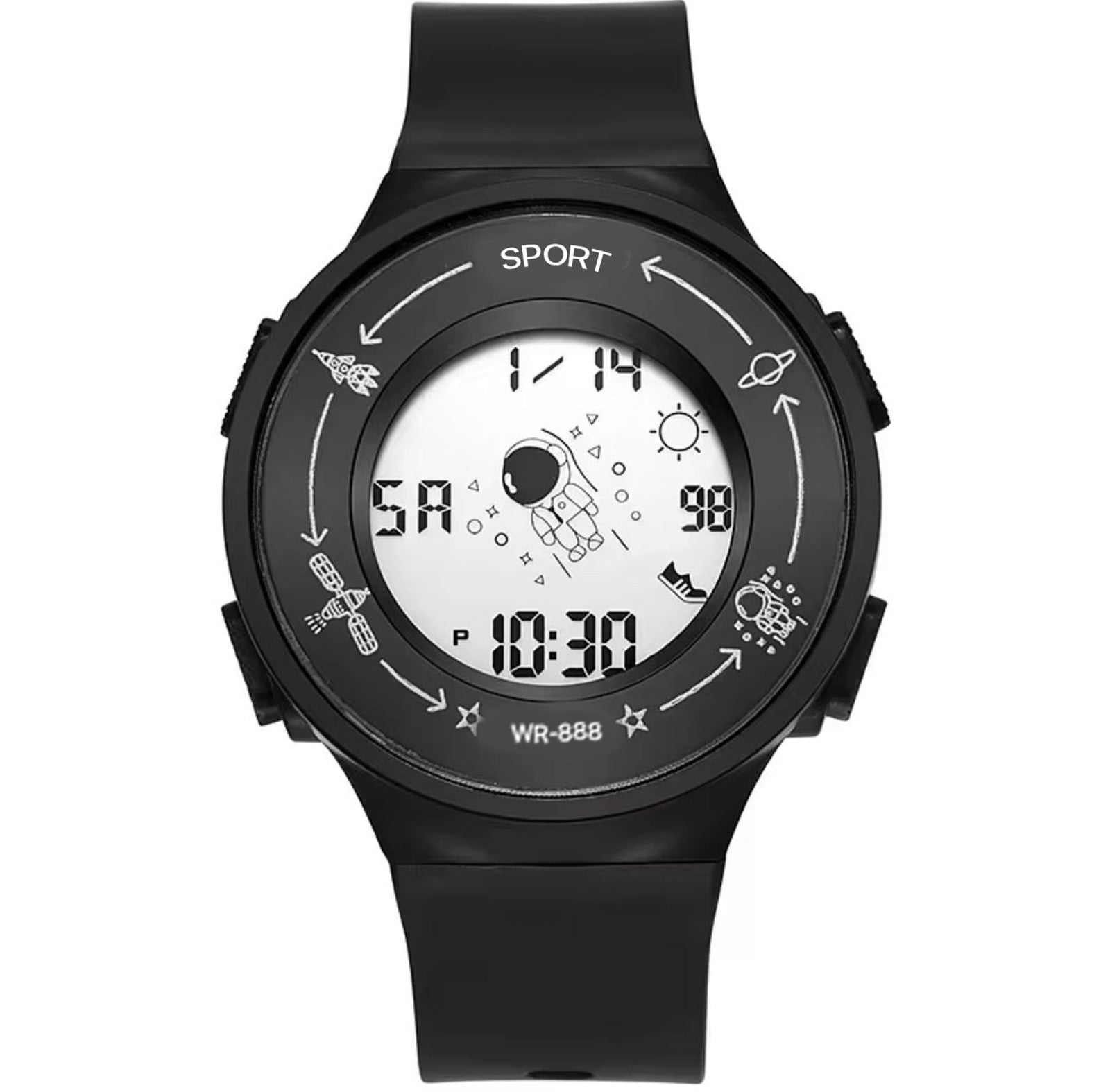 Astronaut Digital Watch Fashion Silicone Colorful Watch Strap Multifunctional Watch,Led Display..